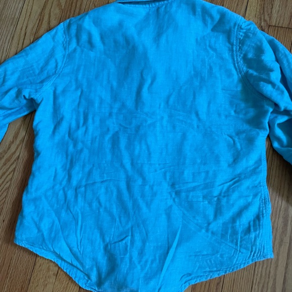 ✅button front pocket roll up sleeve shirt outdoor hiking work aqua ocean western - Picture 4 of 5